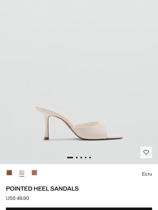Mango Shoes - Mango Ecru Pointed Mule Heels
